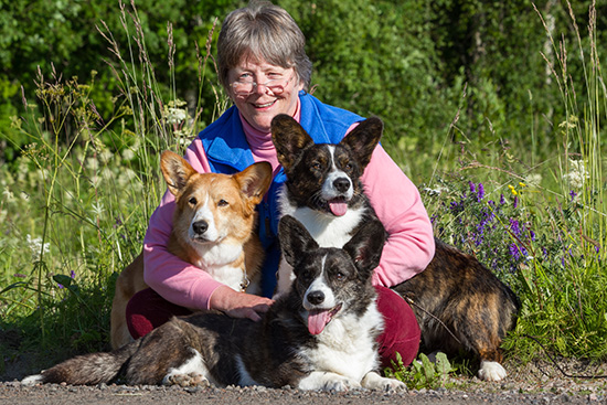 Eileen & dogs in Finland